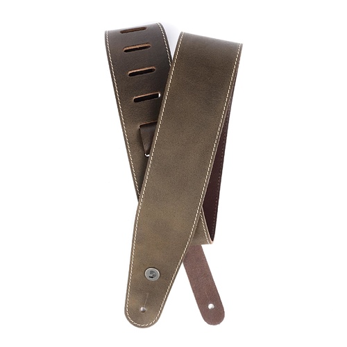 Planet Waves Stonewashed Leather Guitar Strap with Contrast Stitch, Brown