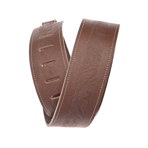 Planet Waves Western Eagle Embossed Leather Guitar Strap, Brown