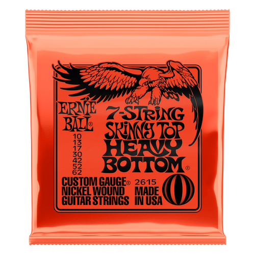 Ernie Ball Skinny Top Heavy Bottom Slinky 7-String Nickel Wound Electric Guitar Stings 10-62 Gauge