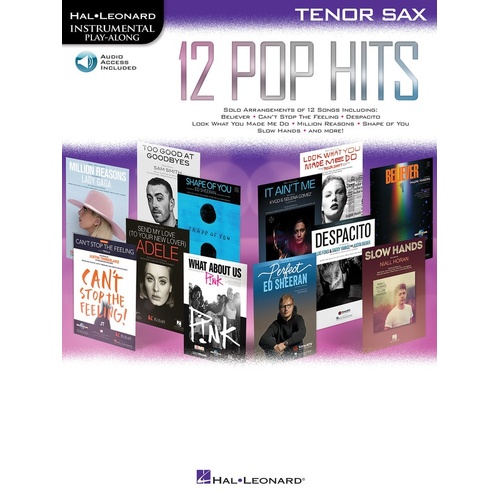 12 Pop Hits Tenor Saxophone Book/Online Audio (Softcover Book/Online Audio)