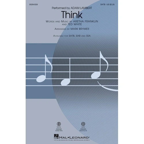 Think SATB Choral Arrangement by Hal Leonard, 16 Pages