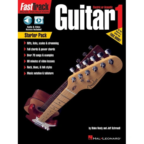 FastTrack Guitar Method Starter Pack with Book, Audio, Video Lessons and 70+ Songs