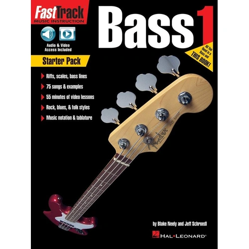 FastTrack Bass Guitar Starter Pack with Method Book, Audio, and Video Lessons