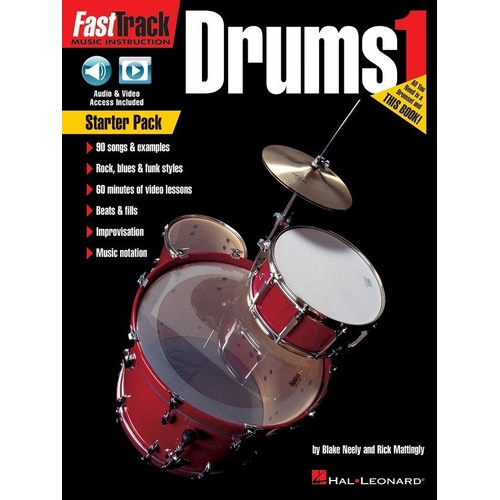 FastTrack Drums Method Starter Pack with Audio & Video Access, 48 Pages, Hal Leonard