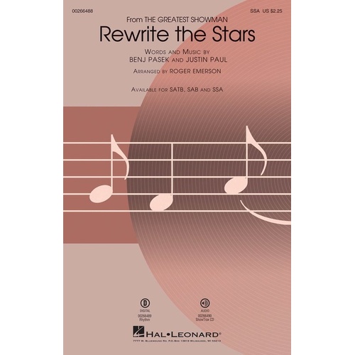 Rewrite the Stars (from The Greatest Showman) SSA Choral Arrangement