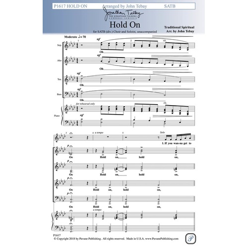 Hold On SATB Divisi A Cappella (Octavo)