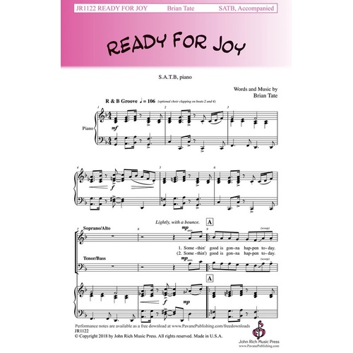 Ready For Joy SATB (Octavo)