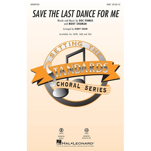 Save The Last Dance For Me SAB (Octavo)
