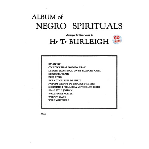 Album of Negro Spirituals High Vocal Sheet Music Book/CD