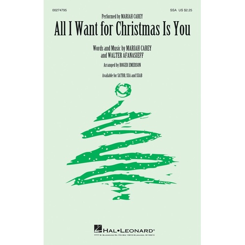 All I Want For Christmas Is You SSA Opt A Cappella (Octavo)