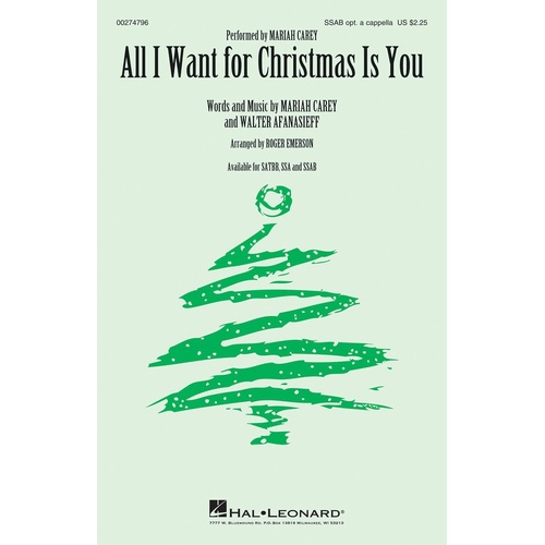 All I Want For Christmas Is You SSAB Opt A Cappella (Octavo)