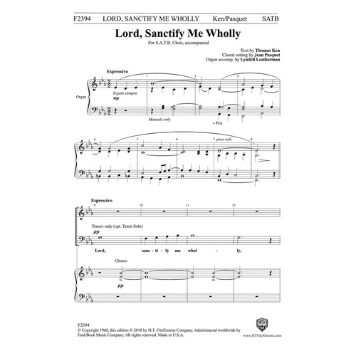 Lord Sanctify Me Wholly SATB (Octavo)