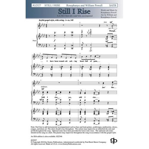 Still I Rise SATB Divisi (Octavo)