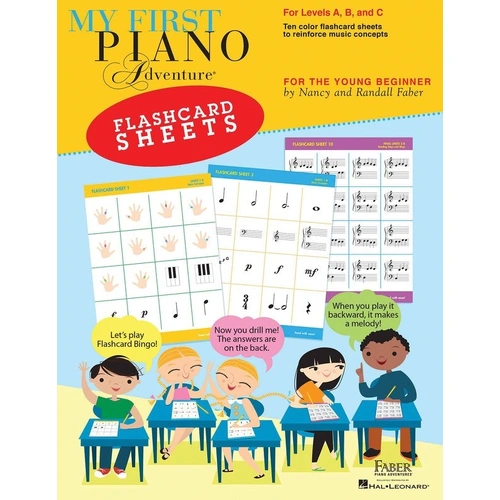 My First Piano Adventure Flashcard Sheets - 10 Laminated Sheets for Note Reading & Music Concepts