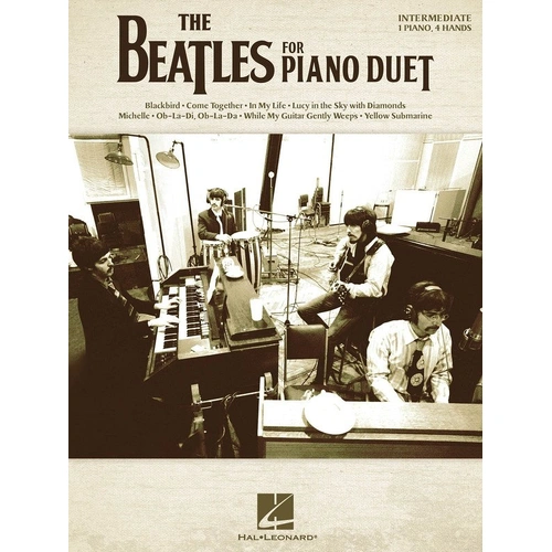 The Beatles for Piano Duet - Hal Leonard, 40 Pages, Intermediate Level, Songs Include: Blackbird, Come Together, Yellow Submarine, and More.