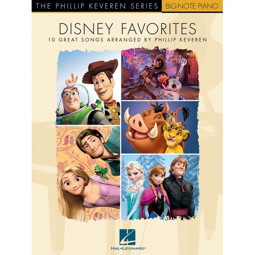 Disney Favorites Keveren Big Note Piano Songbook - 10 Songs for Piano, 32 Pages, Hal Leonard