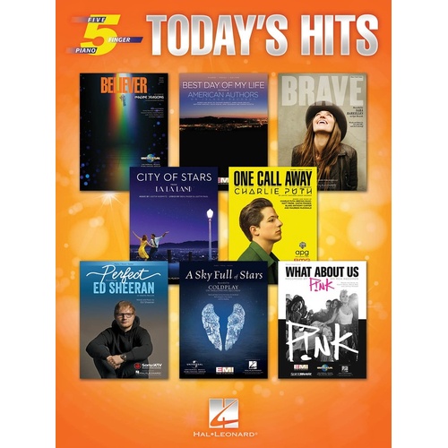 Todays Hits For Five Finger Piano (Softcover Book)