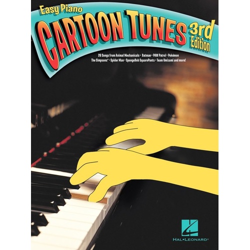 Cartoon Tunes Easy Piano 3rd Edition by Hal Leonard, 28 Songs from Animated Series, 64 Pages, Easy Piano with Lyrics