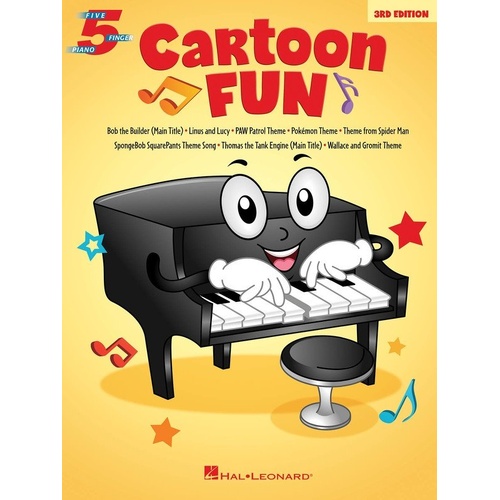 Cartoon Fun 5 Finger Piano 3rd Edition by Hal Leonard, 32 Pages with Lyrics