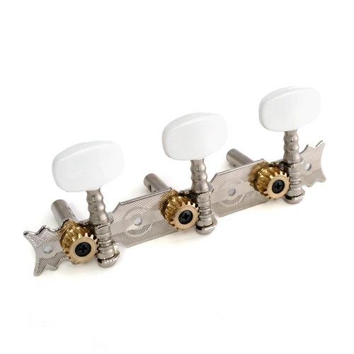 Van Gent 3/3 Steel String Machine Heads on Plate - Nickel, 35mm String Spacing, 70mm Overall Distance