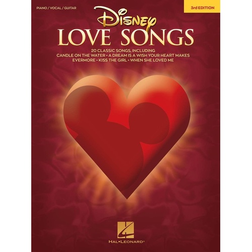 Disney Love Songs 3rd Edition Songbook for Piano, Vocal & Guitar - 20 Classic Songs