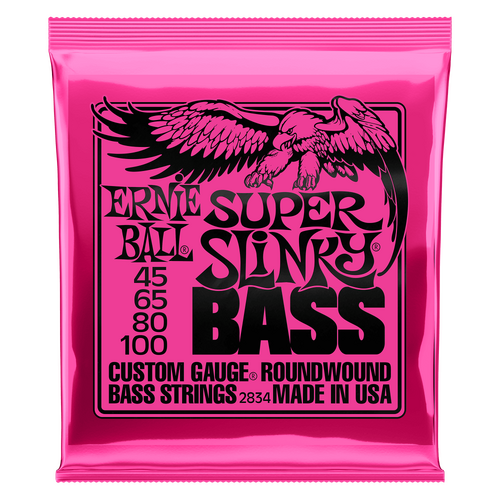 Ernie Ball Super Slinky Nickel Wound Electric Bass Strings-45-100 Gauge