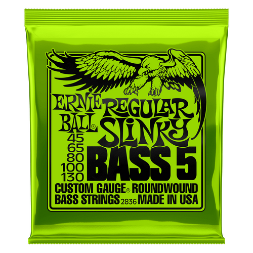 Ernie Ball Regular Slinky 5-String Nickel Wound Electric Bass Strings, 45-130 Gauge