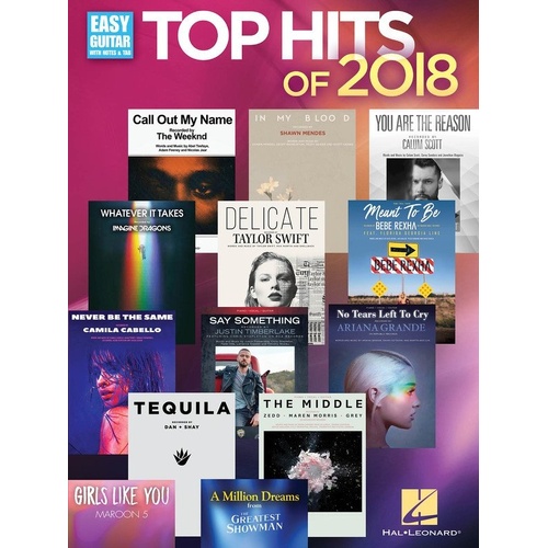 Top Hits of 2018 Easy Guitar Notes & TAB Songbook