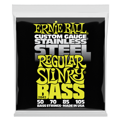 Ernie Ball Regular Slinky Stainless Steel Electric Bass Strings-50-105 Gauge