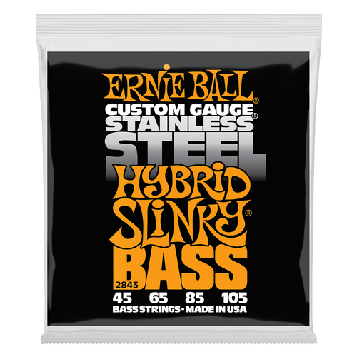 Ernie Ball Hybrid Slinky Stainless Steel Electric Bass Strings, 45-105 Gauge