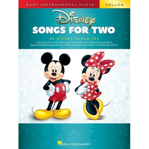 Disney Songs for Two Cellos - Easy Duet Arrangements for Cello, 48 Pages, Hal Leonard