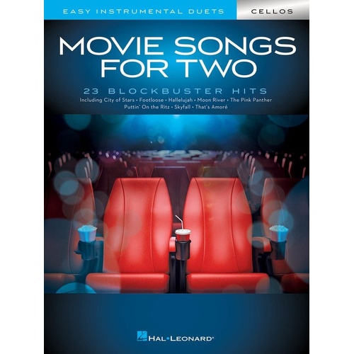 Movie Songs for Two Cellos - Easy Duet Arrangements for Cello, 48 Pages, Hal Leonard