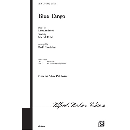 Blue Tango SATB Choral Sheet Music with 4-Hand Piano Accompaniment