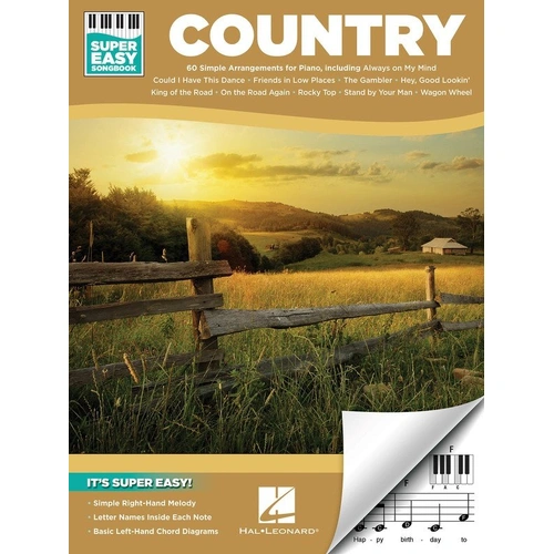 Country Super Easy Songbook for Piano & Keyboard - 60 Accessible Arrangements, E-Z Play Format, 112 Pages, Hal Leonard