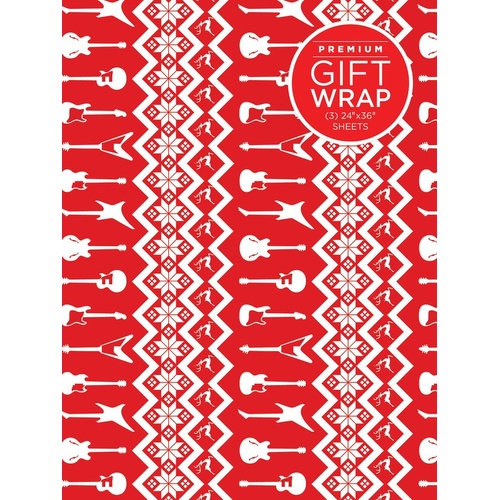 Wrapping Paper Red and White Holiday Guitar Theme 