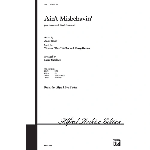 Ain't Misbehavin' SAB Arrangement by Shackley - Choral Sheet Music
