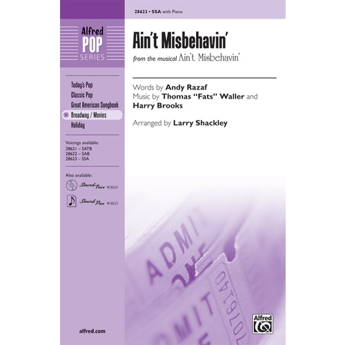 Aint Misbehavin' SSA Arrangement by Shackley - Choral Sheet Music