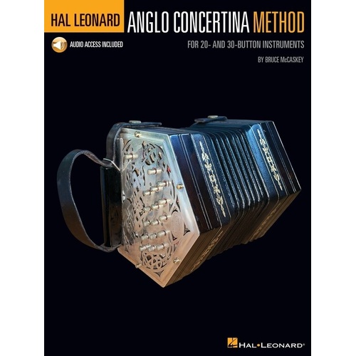 Hal Leonard Anglo Concertina Method Book for 20-30 Button Accordions, 48 Pages, Audio Access Included