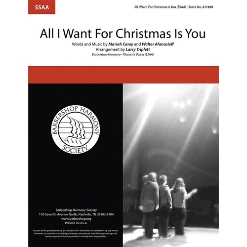 All I Want For Christmas Is You SSAA A Cappella (Octavo)