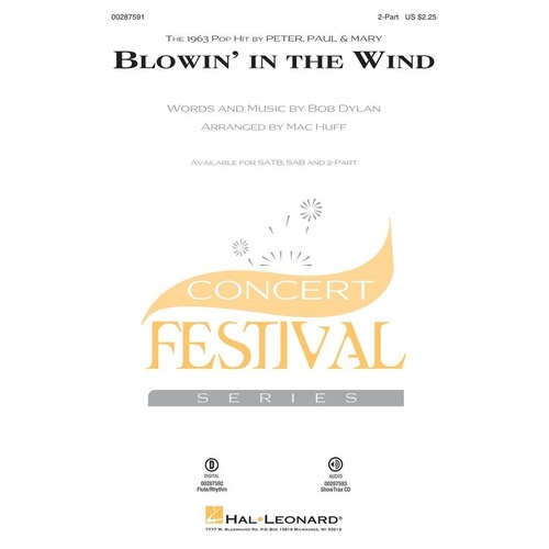 Blowin' in the Wind 2 Part Choral Arrangement by Bob Dylan