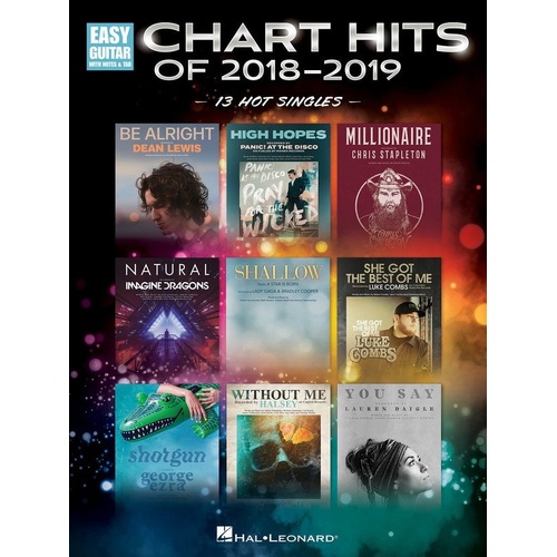 Chart Hits of 2018-2019 Easy Guitar Notes & TAB Songbook