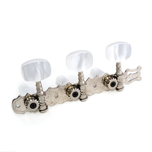 Van Gent 3/3 Classical Machine Heads on Lyre Plate - Pearl Button - Nickel Plated