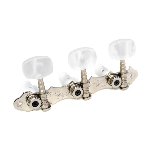 Van Gent 3/3 Classical Machine Heads on Hauser Plate - Pearl Button - Nickel Plated