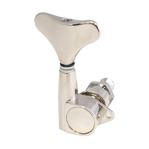 Van Gent Bass Machines 2/2 Enclosed Singles - Nickel, 6-in-line Electric Guitar Machine Head Set, 90° Screw Mount, Gear Ratio 1:15