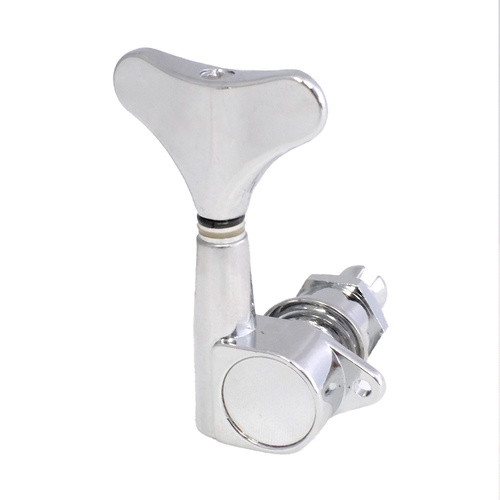 Van Gent Bass Machines 4/L Enclosed Singles - Chrome, 6-in-line Electric Guitar Machine Heads, 90° Screw Mount, Gear Ratio 1:15, Made in Netherlands