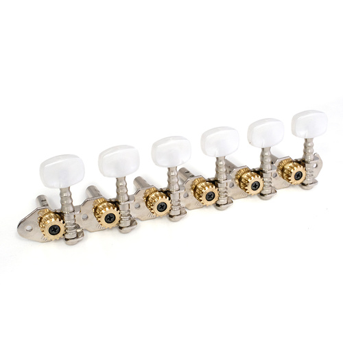 Van Gent 6/6 Economy Machine Heads for 12-String Steel Guitar - Nickel, 25.5mm Spacing, 125mm Overall Distance