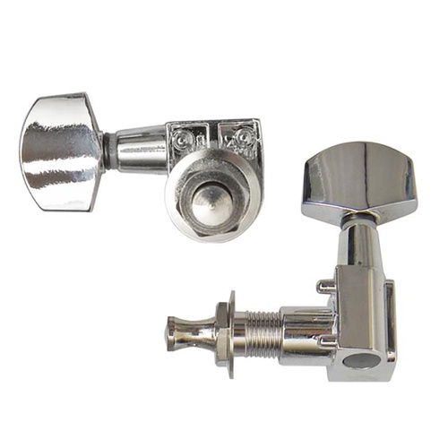 Chrome Machine Heads for 6/L Electric Guitar - Mini 6-in-line, Enclosed Gears, Made in Taiwan