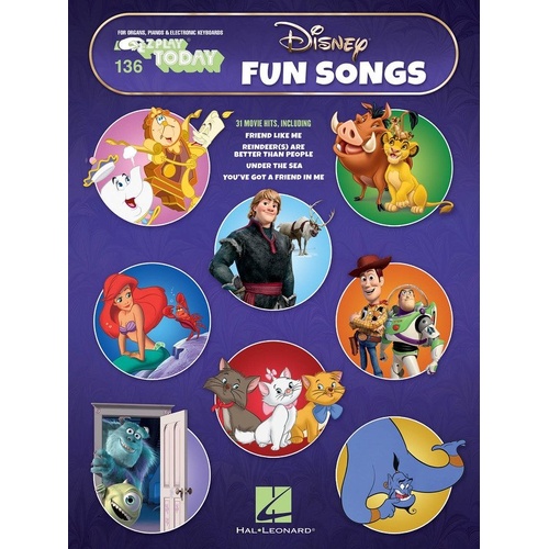 Disney Fun Songs E-Z Play 136 for Keyboard - 31 Memorable Movie Hits