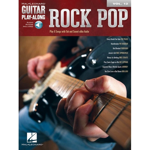 Rock Pop Guitar Play-Along V12 BK/OLA by Hal Leonard - 72 Pages, Standard Notation & TAB, Includes 8 Songs