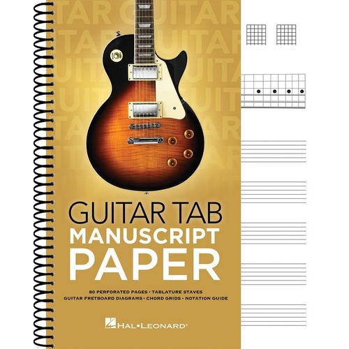 Guitar Tab Manuscript Paper Booklet - 80 Pages, Tablature Staves, Chord Grids, Notation Guide, 8.5 x 11 Inches, Hal Leonard